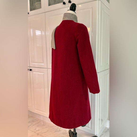 VTG 🇨🇦 Made in Canada 70s Mod Wool Coat Colour Block Contrast Scarf - S - Picture 8 of 15